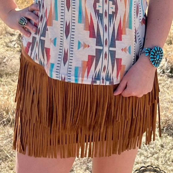 Fort Worth Fringe Skort - Brown - Picture 3 of 6